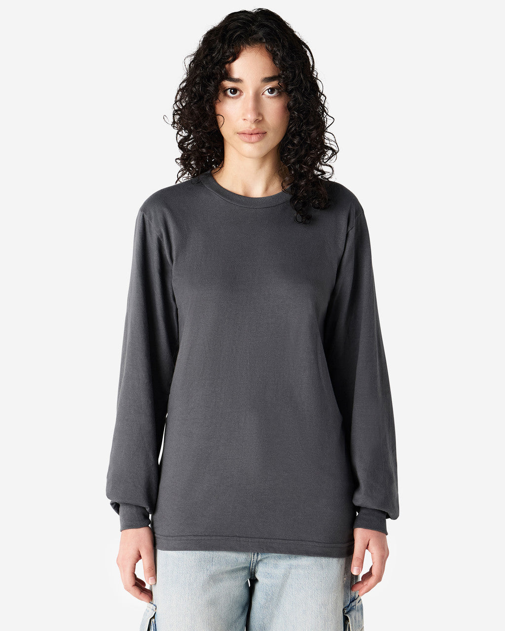 Unisex Relaxed Fit Long Sleeve Fine Jersey Cotton T-Shirt