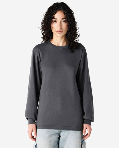 Unisex Relaxed Fit Long Sleeve Fine Jersey Cotton T-Shirt