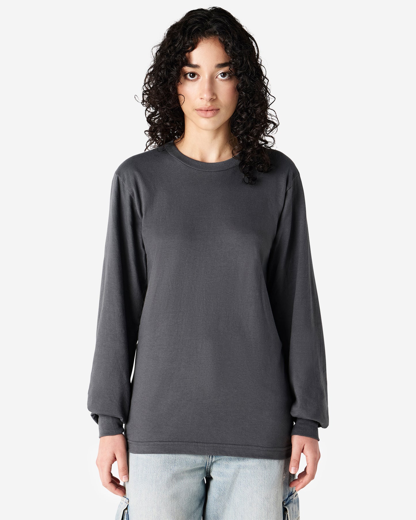 Unisex Relaxed Fit Long Sleeve Fine Jersey Cotton T-Shirt