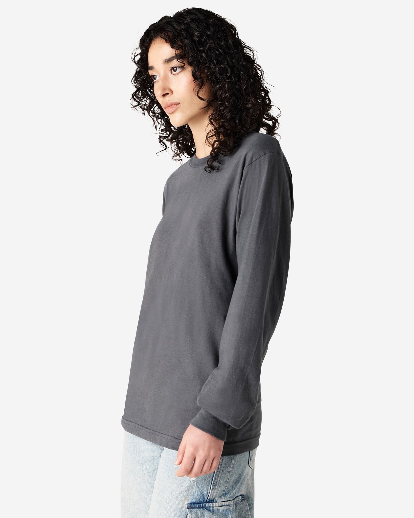 Unisex Relaxed Fit Long Sleeve Fine Jersey Cotton T-Shirt