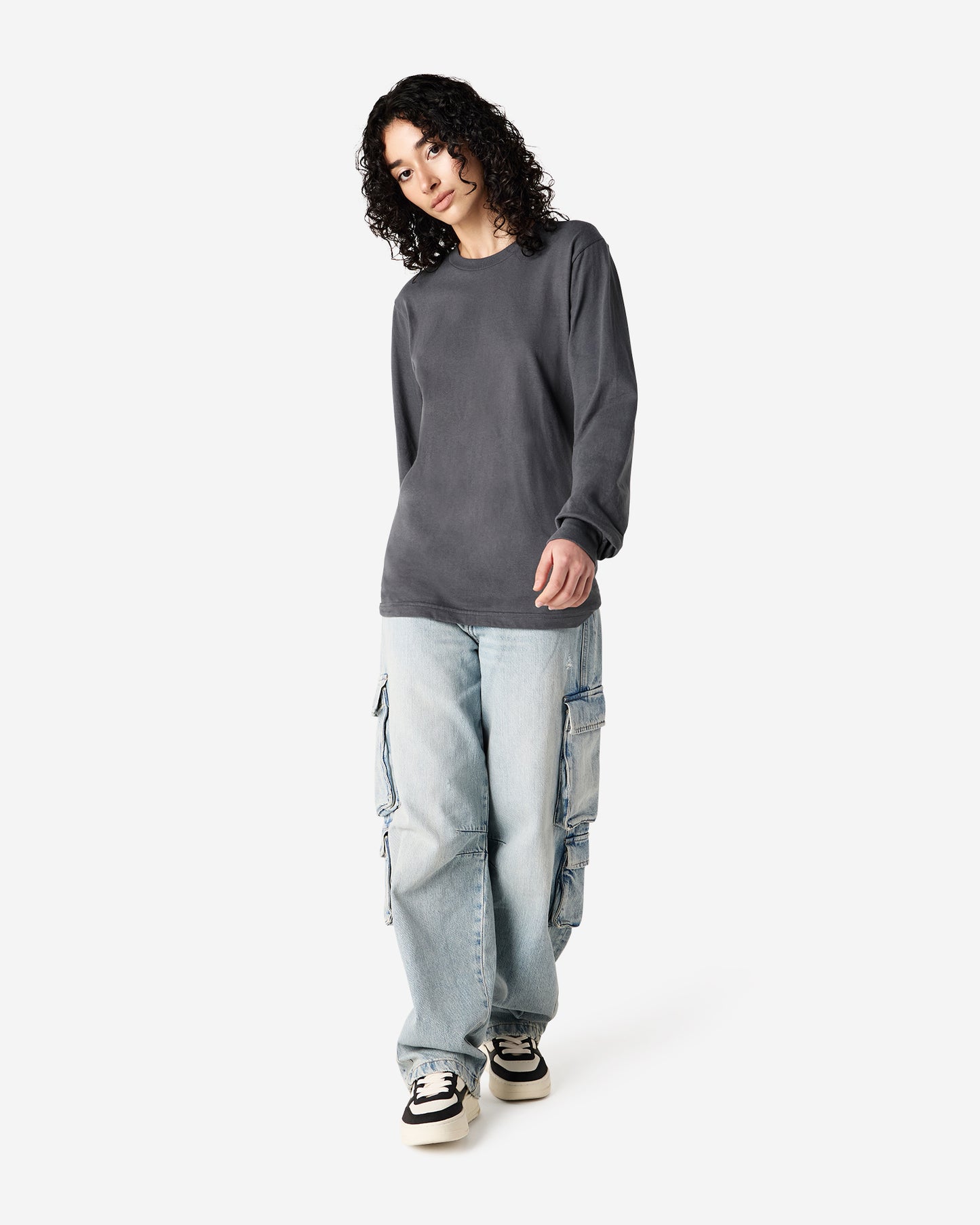 Unisex Relaxed Fit Long Sleeve Fine Jersey Cotton T-Shirt