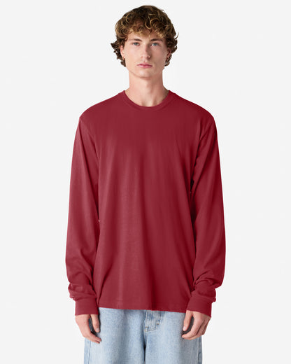 Unisex Relaxed Fit Long Sleeve Fine Jersey Cotton T-Shirt