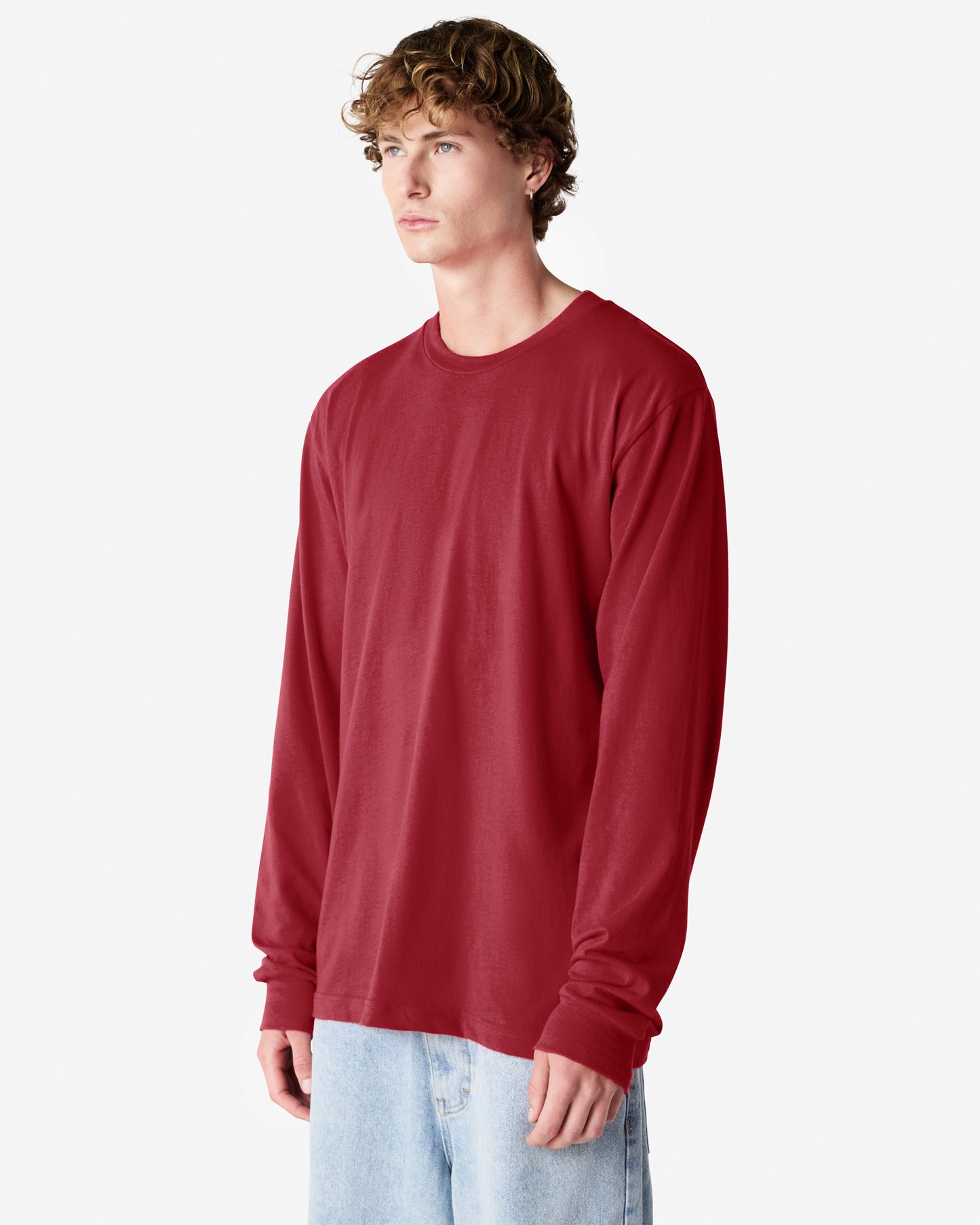 Unisex Relaxed Fit Long Sleeve Fine Jersey Cotton T-Shirt