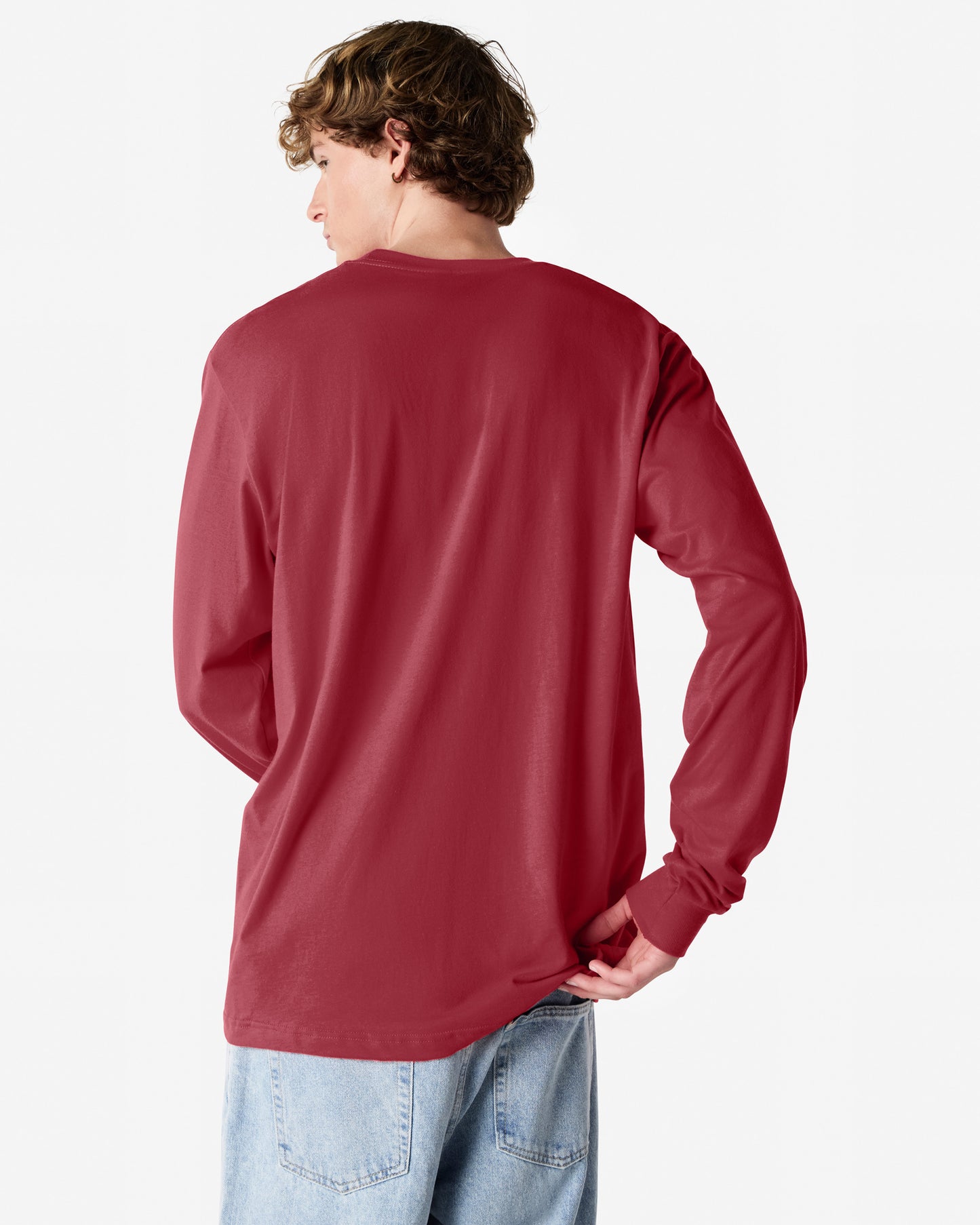 Unisex Relaxed Fit Long Sleeve Fine Jersey Cotton T-Shirt