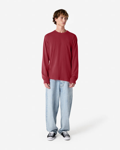 Unisex Relaxed Fit Long Sleeve Fine Jersey Cotton T-Shirt