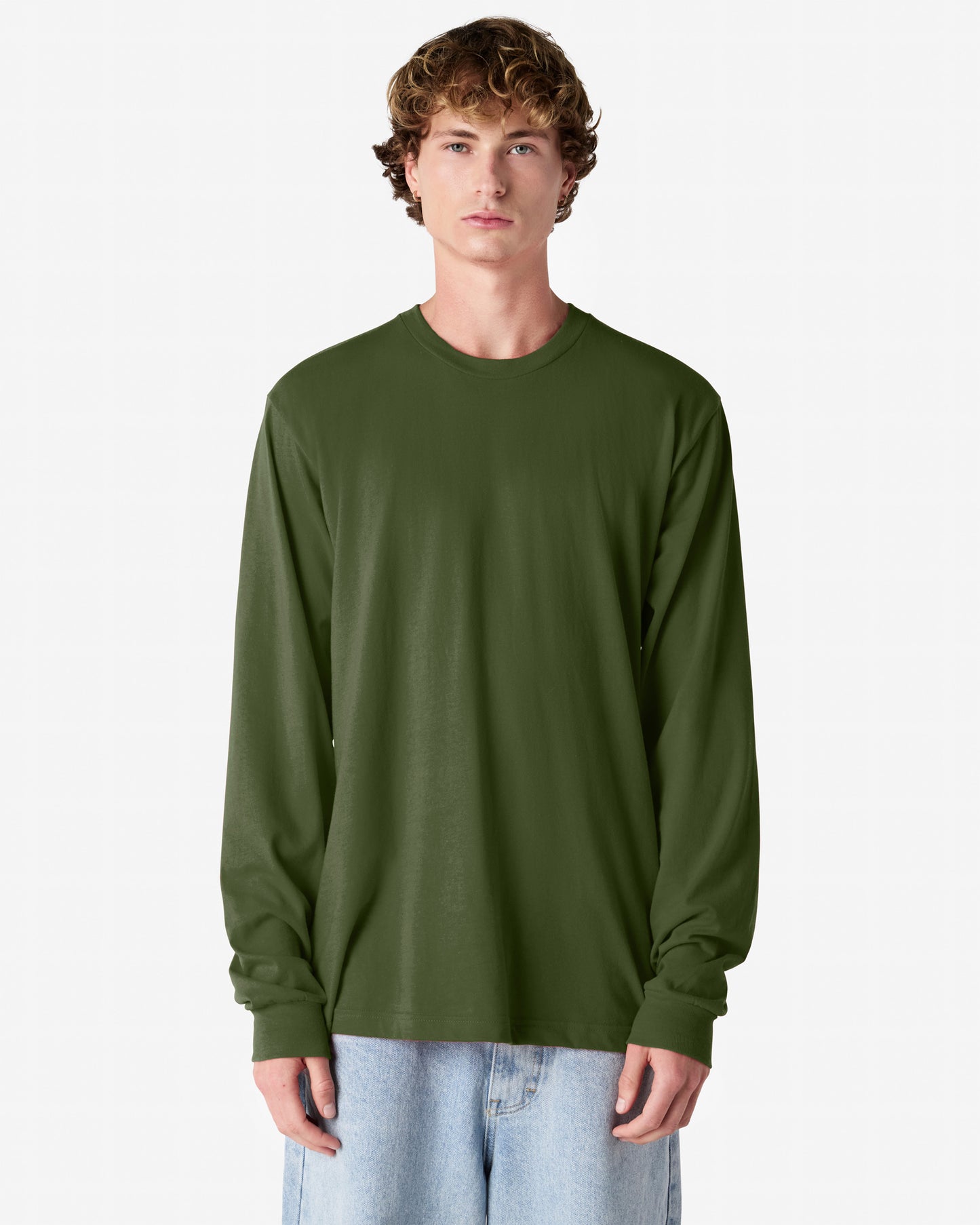 Unisex Relaxed Fit Long Sleeve Fine Jersey Cotton T-Shirt