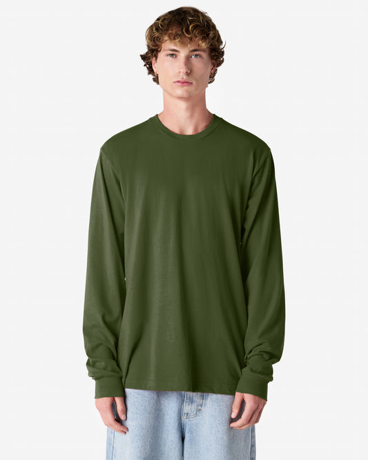 Unisex Relaxed Fit Long Sleeve Fine Jersey Cotton T-Shirt