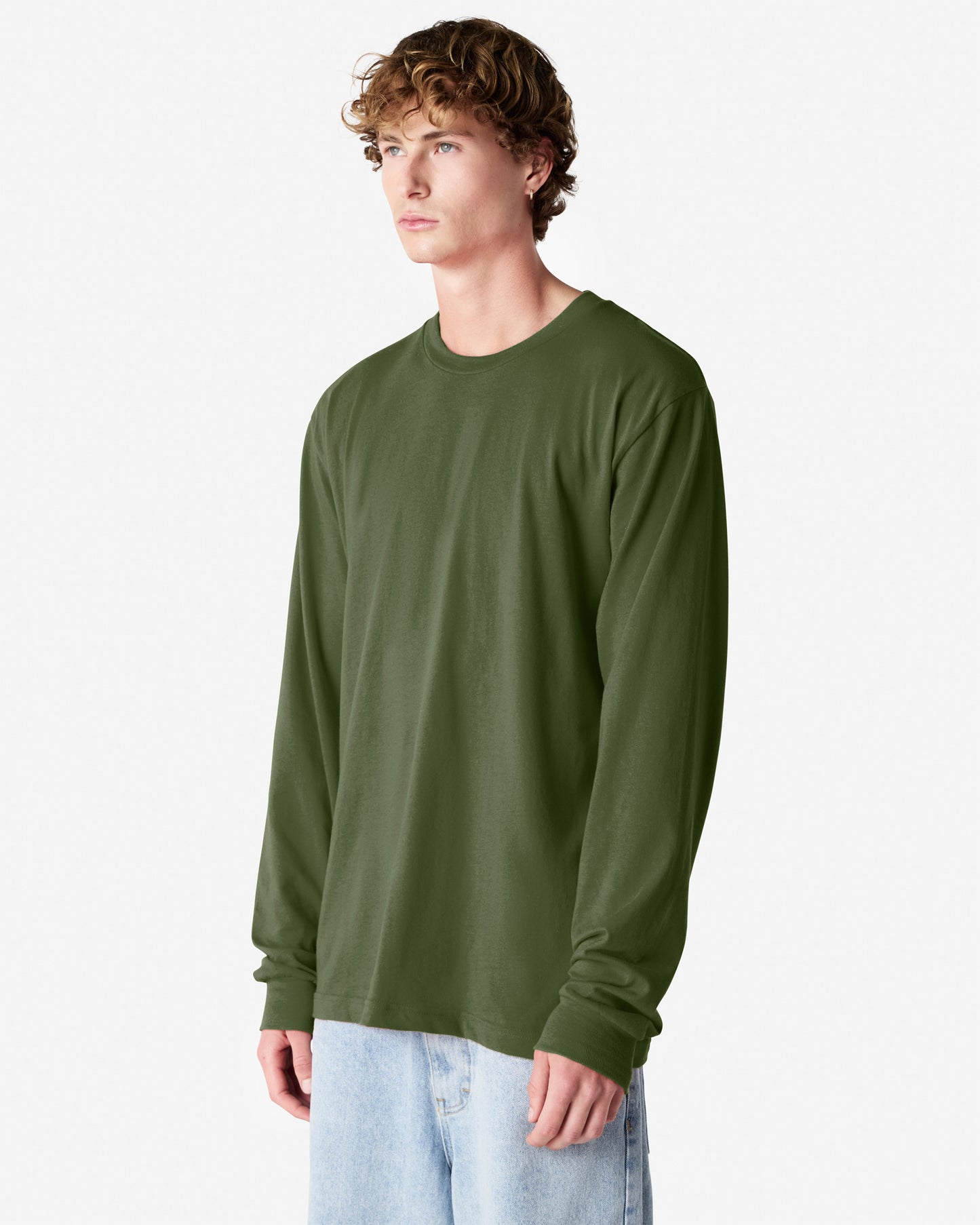 Unisex Relaxed Fit Long Sleeve Fine Jersey Cotton T-Shirt