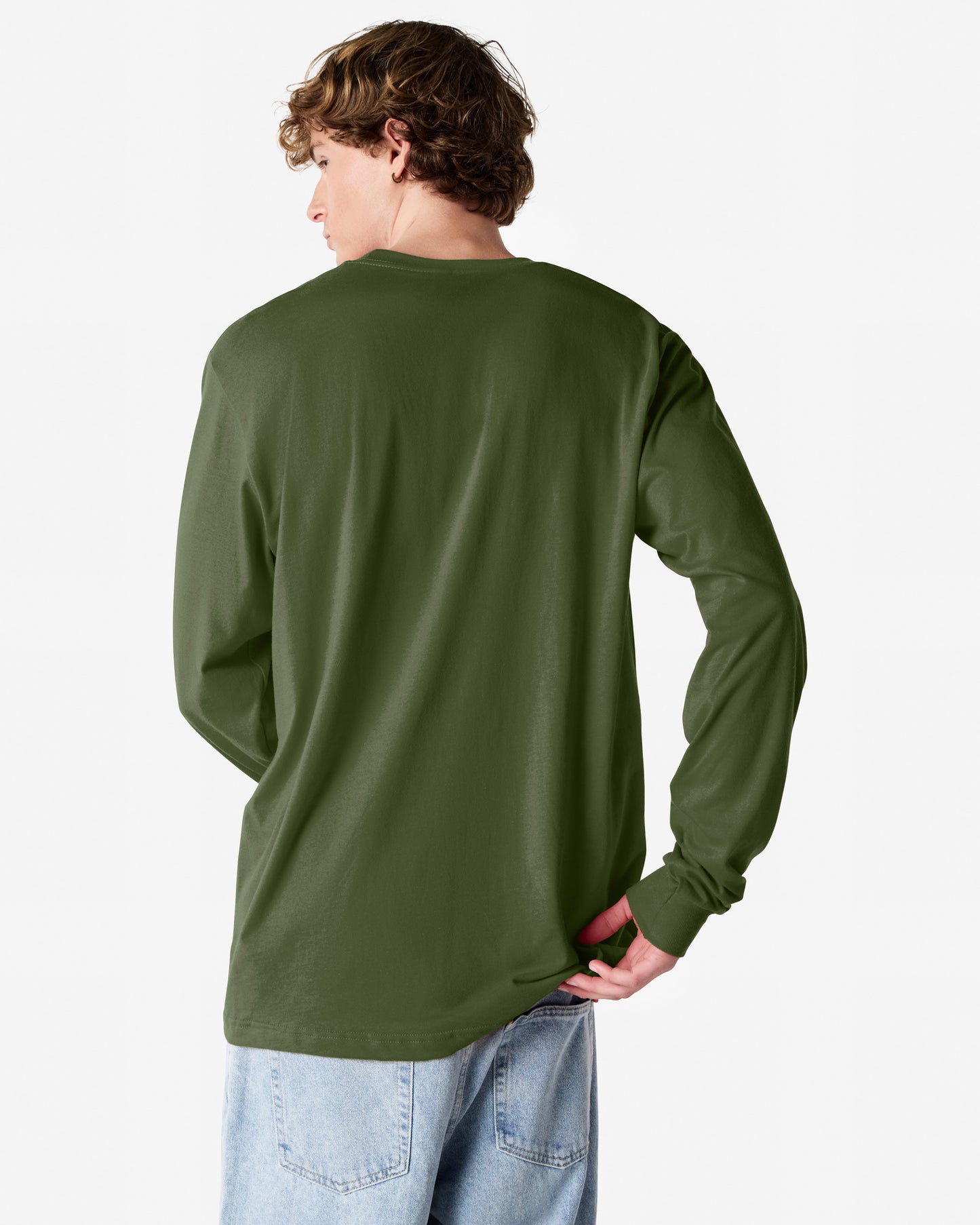 Unisex Relaxed Fit Long Sleeve Fine Jersey Cotton T-Shirt