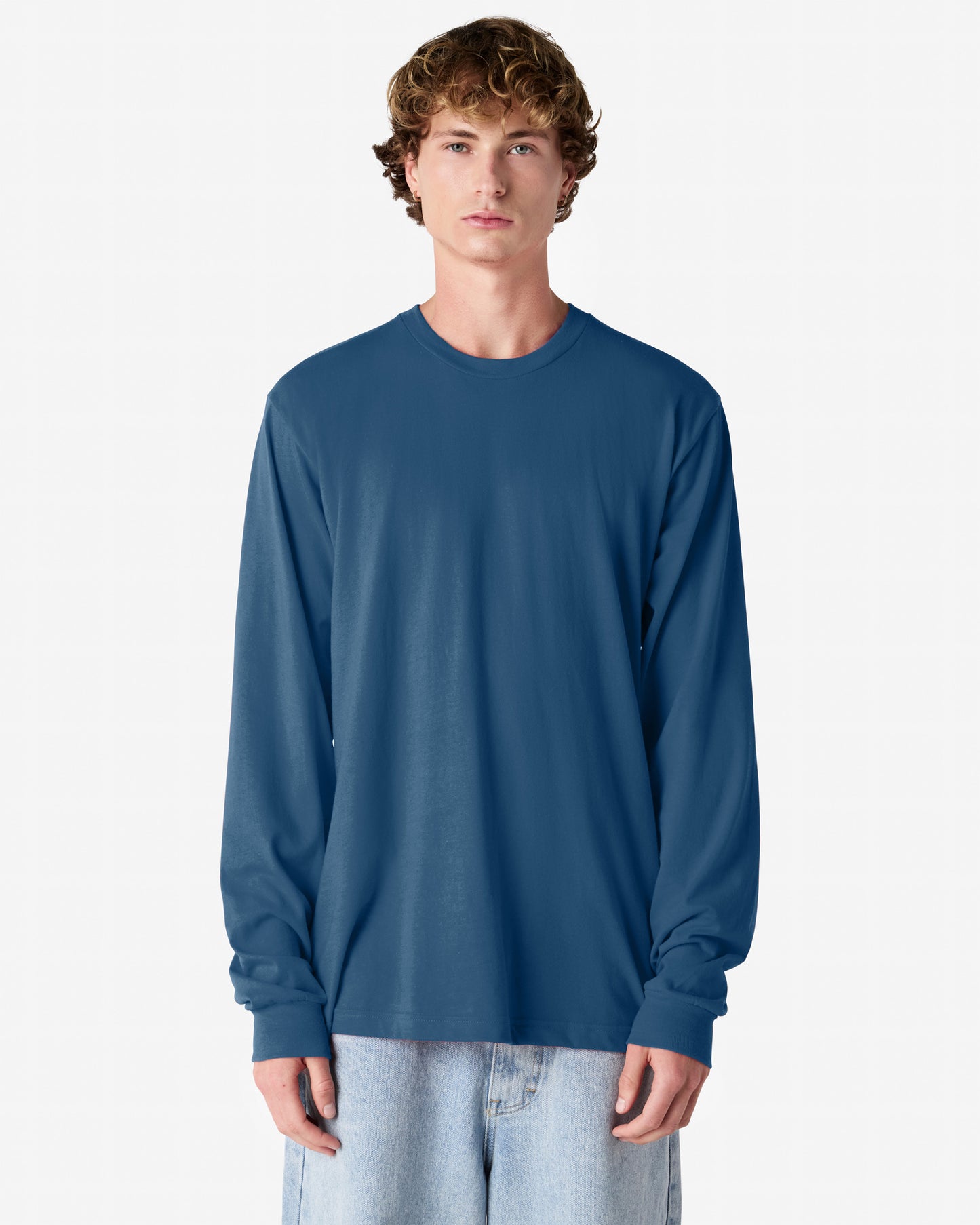 Unisex Relaxed Fit Long Sleeve Fine Jersey Cotton T-Shirt