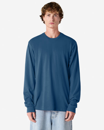 Unisex Relaxed Fit Long Sleeve Fine Jersey Cotton T-Shirt