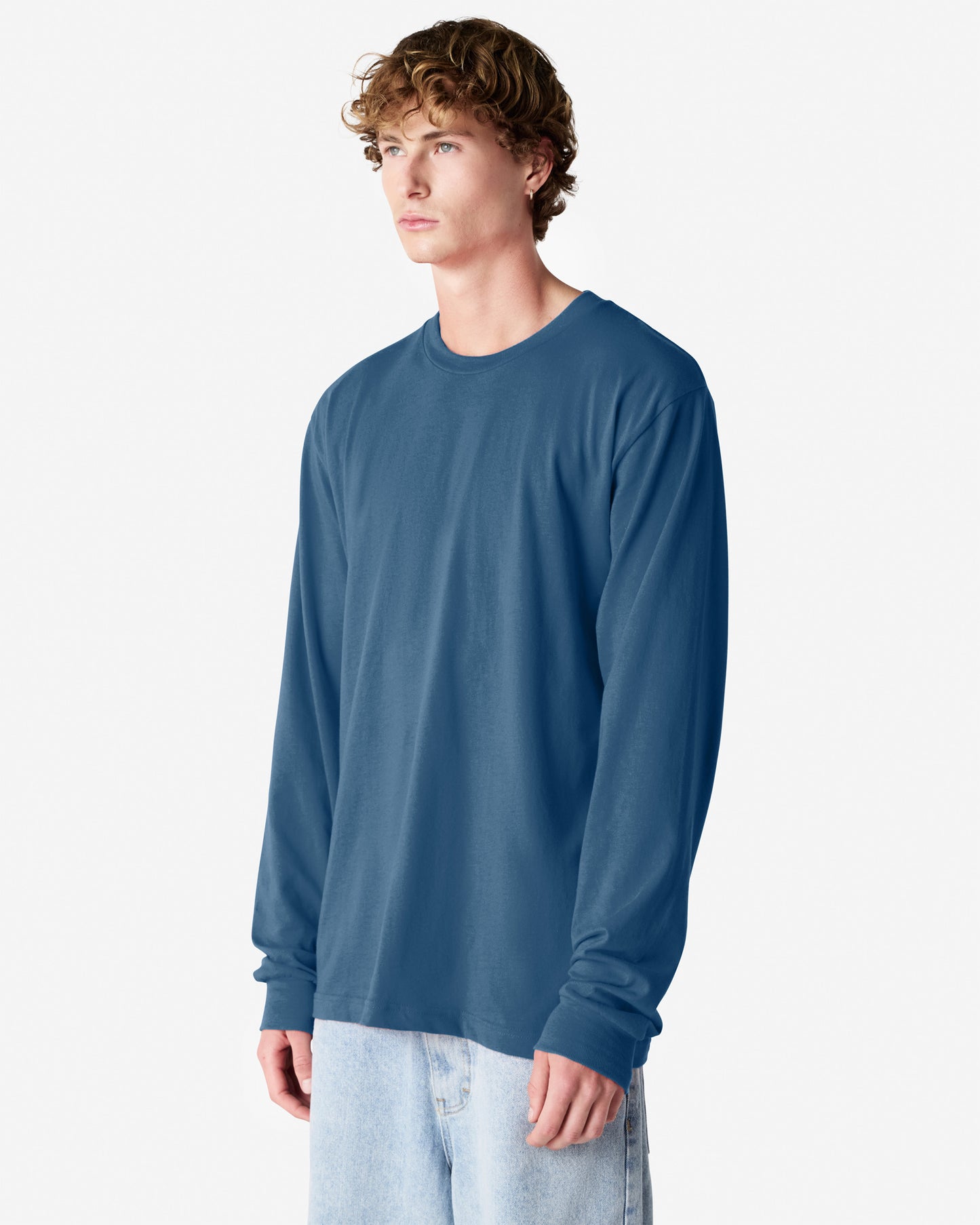 Unisex Relaxed Fit Long Sleeve Fine Jersey Cotton T-Shirt