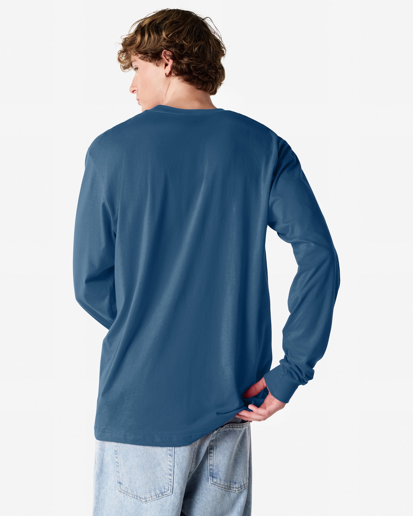 Unisex Relaxed Fit Long Sleeve Fine Jersey Cotton T-Shirt
