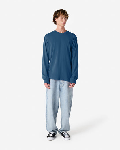 Unisex Relaxed Fit Long Sleeve Fine Jersey Cotton T-Shirt