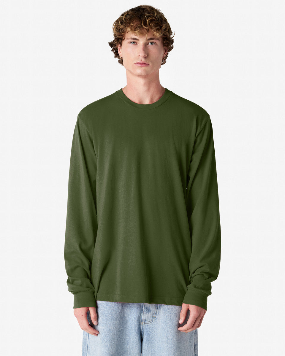 Unisex Relaxed Fit Long Sleeve Fine Jersey Cotton T-Shirt