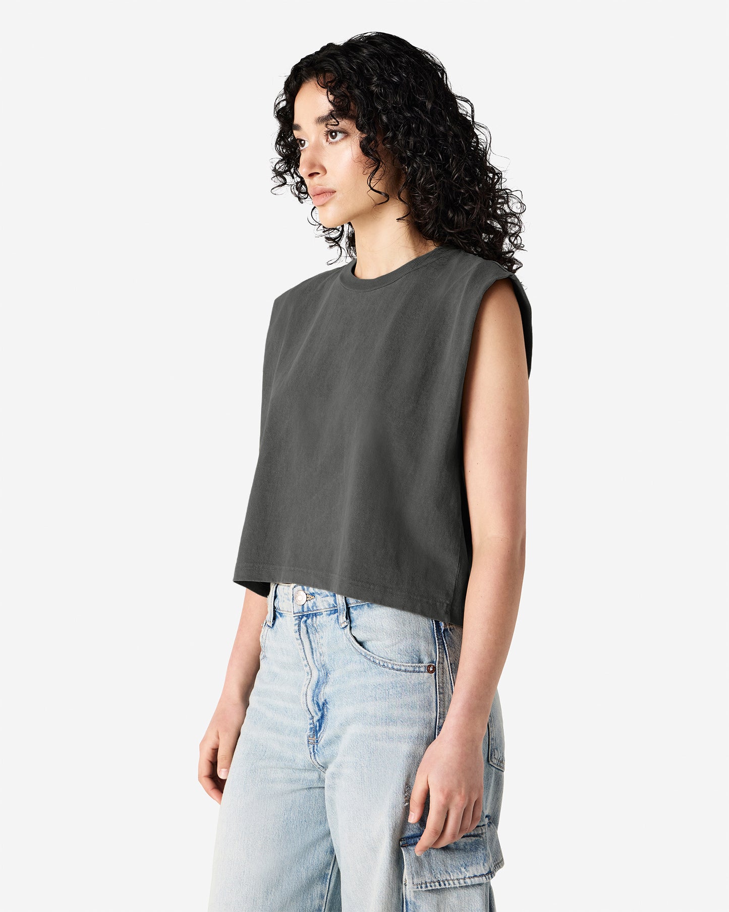 Women's Cropped Garment Dyed Muscle T-Shirt