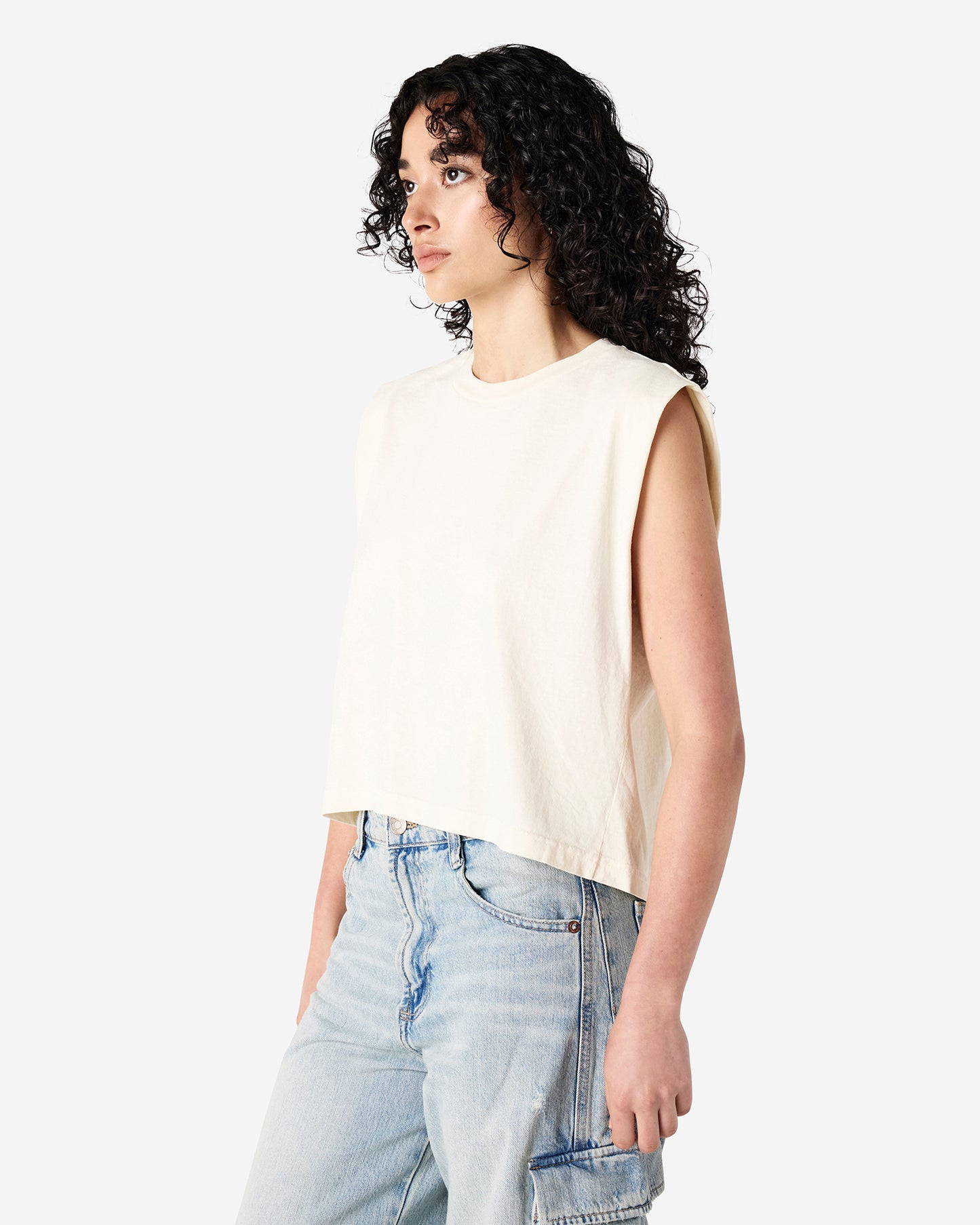 Women's Cropped Garment Dyed Muscle T-Shirt